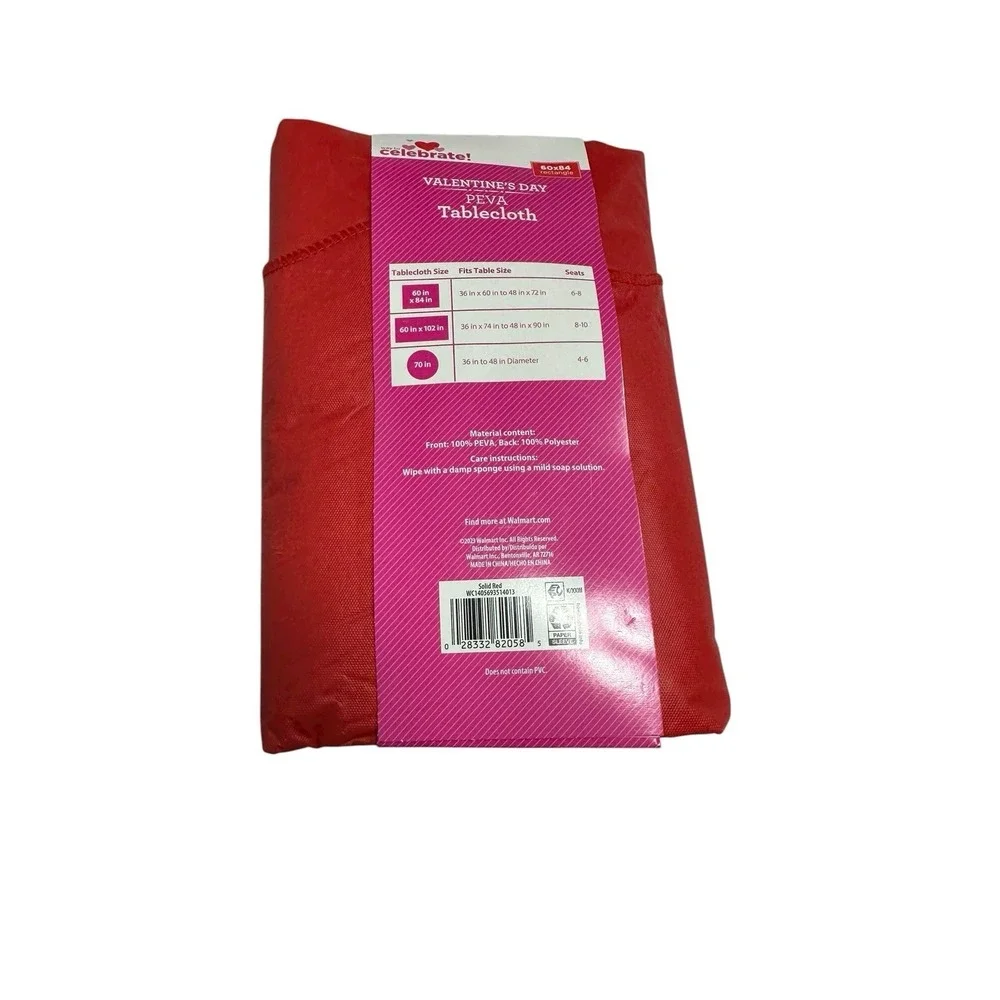 celebrate valentines peva‎ tablecloth reusable 60X84 rectangle inches red